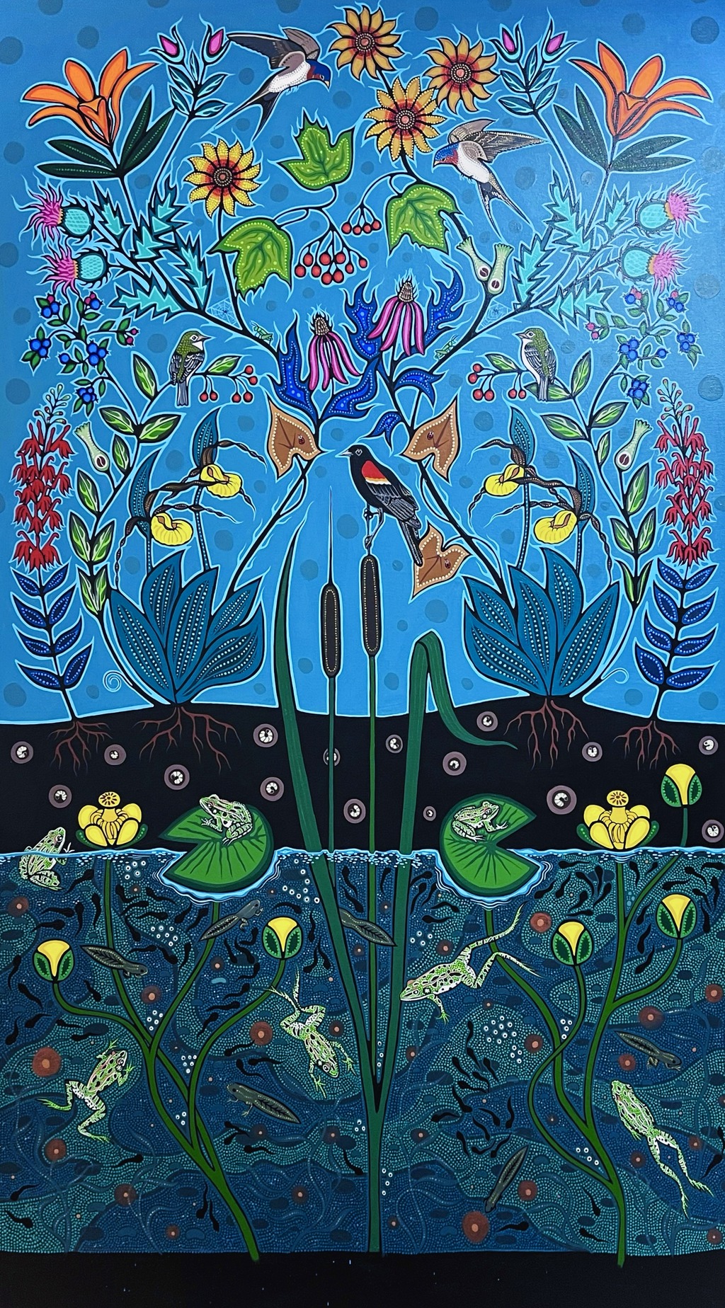 Description of The Frogs Sing Loudly in Spring follows