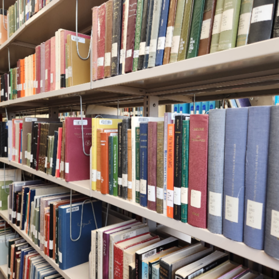 Books on shelf. eBooks are also featured on linked page